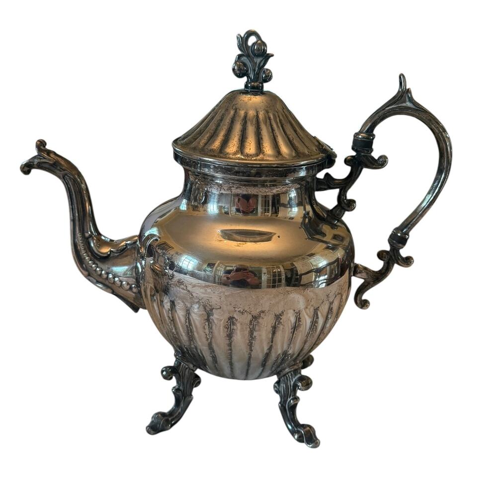 Mid 20th Century Birmingham Silver on Copper Coffee Tea Sugar Creamer Set - Picture 10 of 15